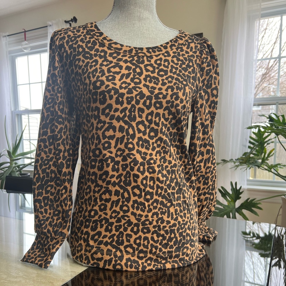 NWT LOFT Animal Print Long Sleeve Jersey Size Small